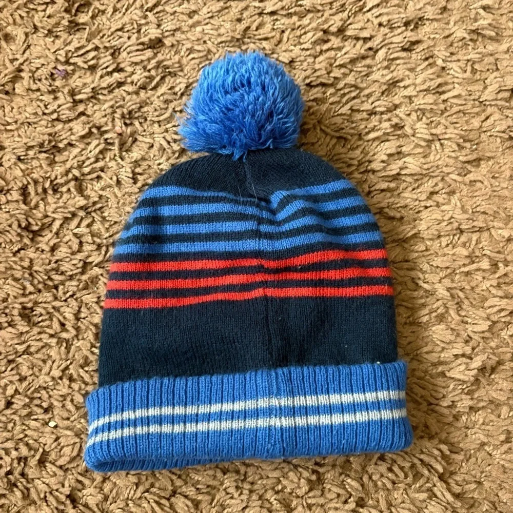 Paw Patrol Striped Beanie Hat Kids Pom Blue Red Chase